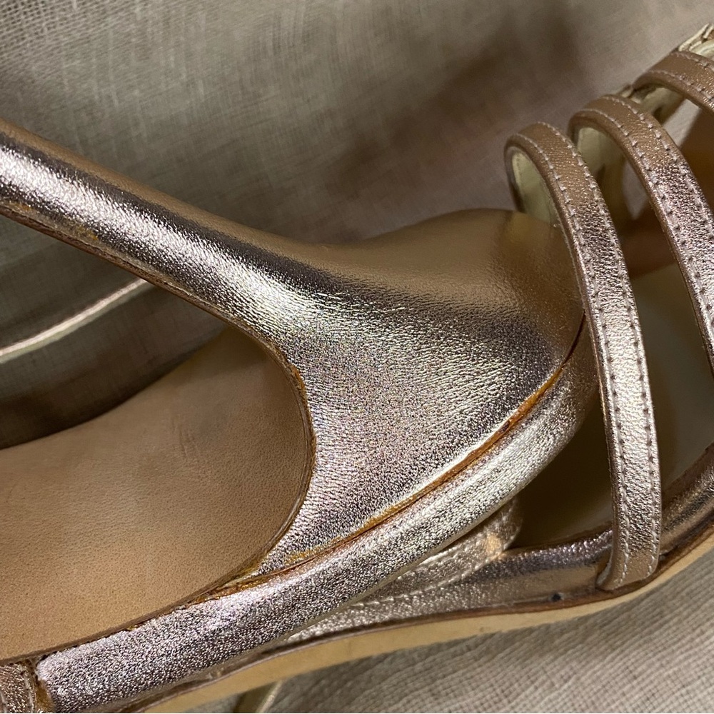 Jimmy Choo Metallic Rose Gold Strappy Heels - Picture 10 of 14